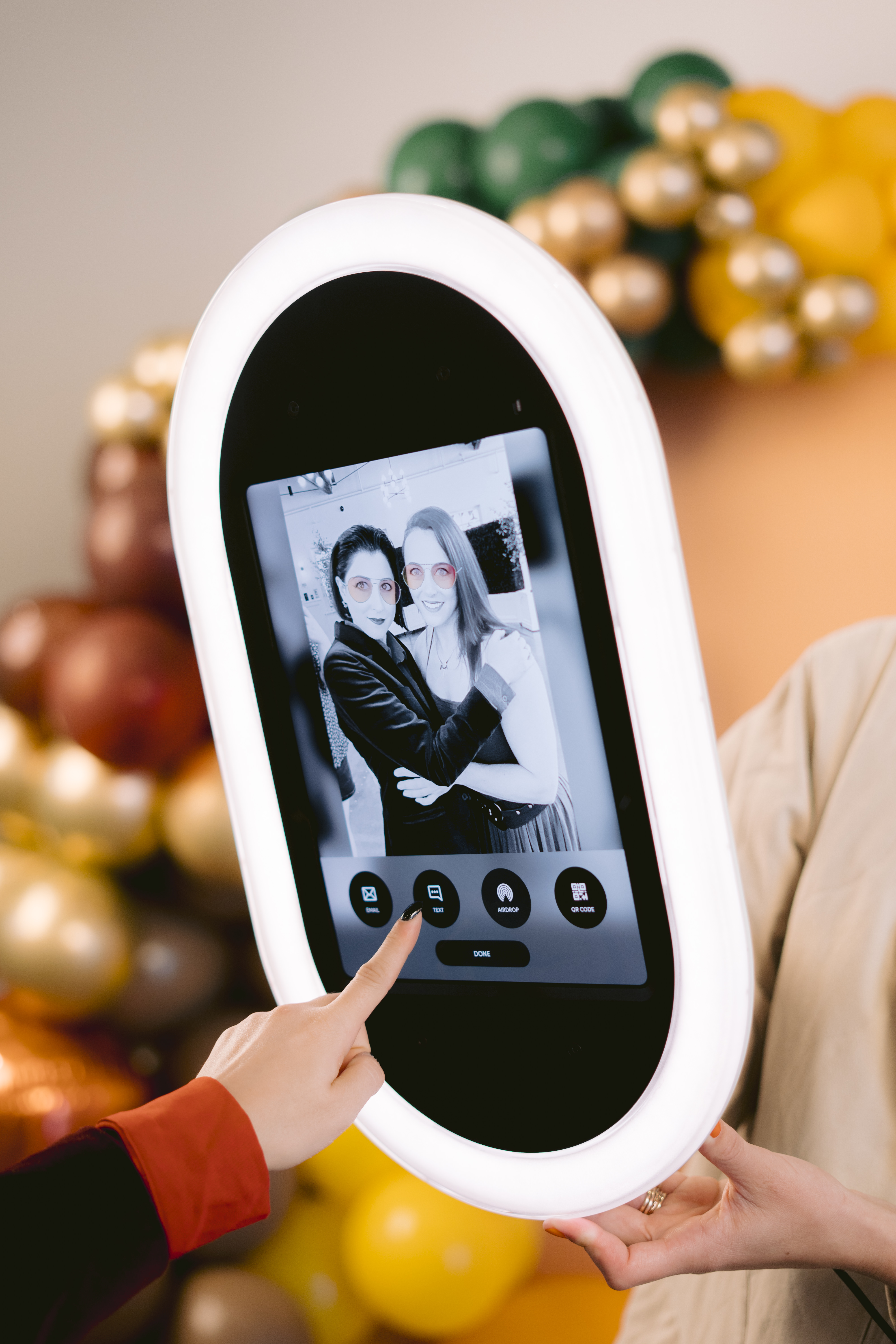 Close view of a Salsa 2 touchscreen displaying a finished digital photo.